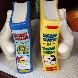 Disney Mickey Mouse Ceramic Bookends - Blue & Yellow Book Spines